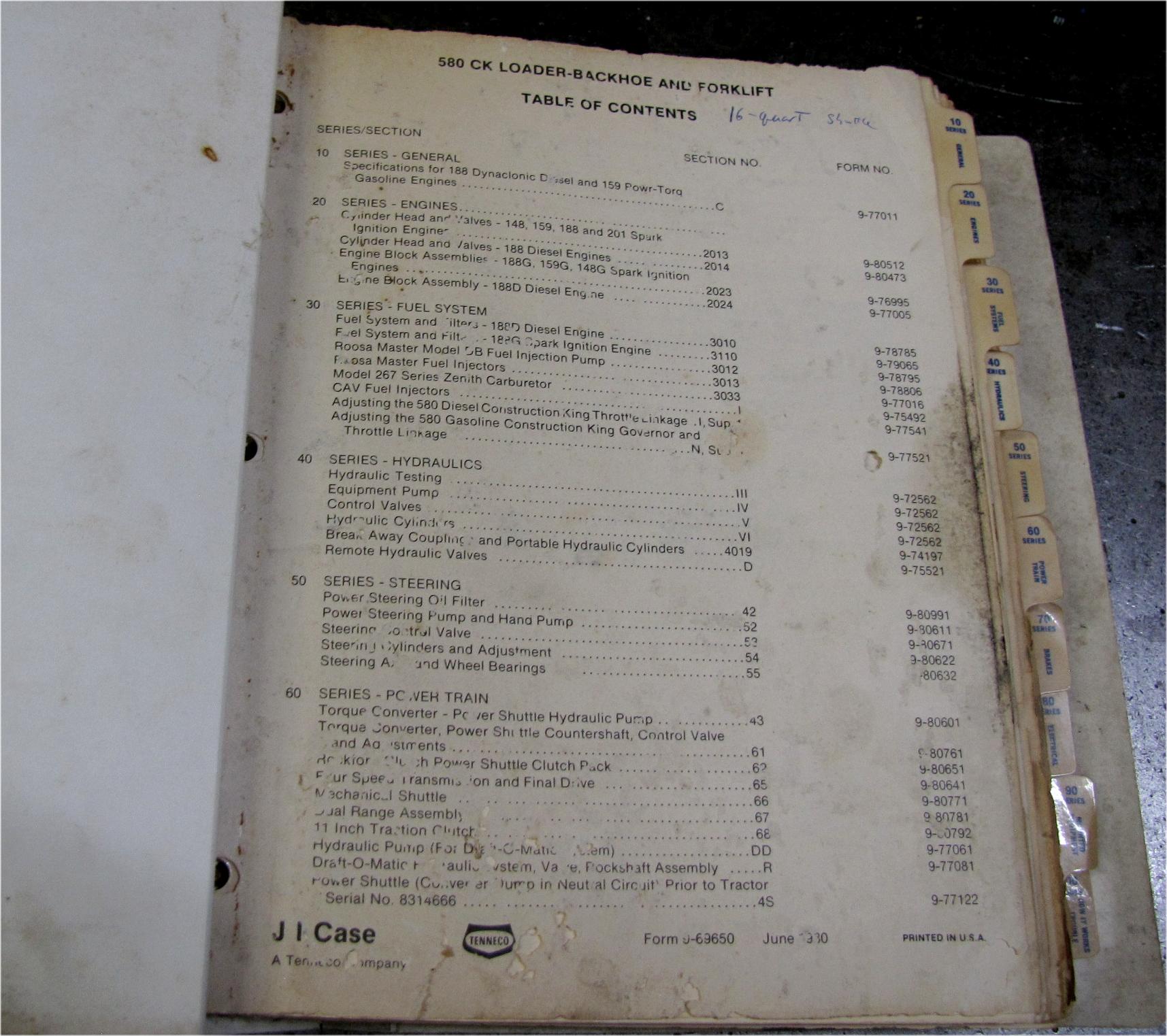 Case 580CK Shop Manual used tractor part