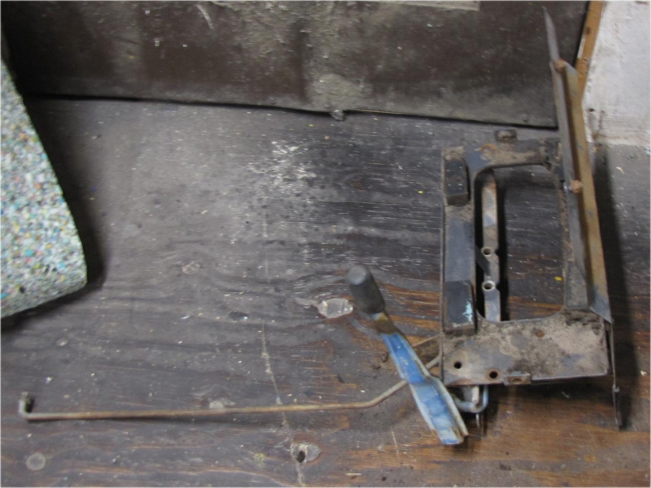 unknown Mitsubishi mt210 Diesel Fuel tank bracket with Firewall and unknown Lever used tractor part