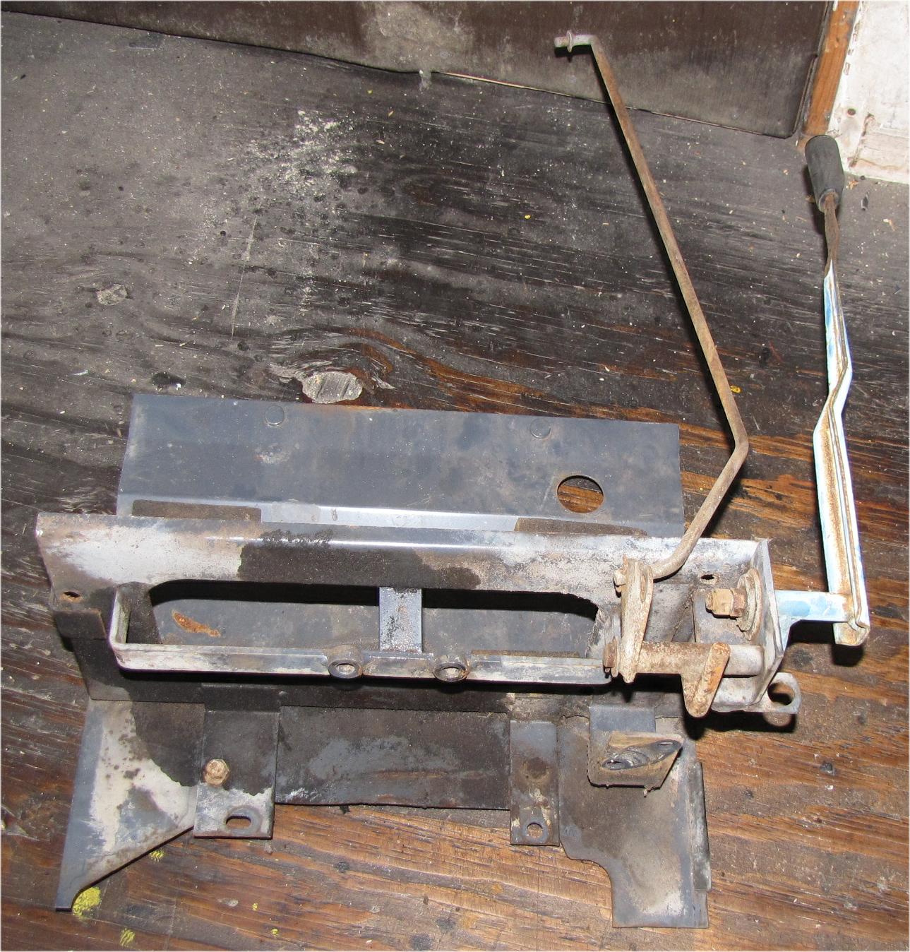 unknown Mitsubishi mt210 Diesel Fuel tank bracket with Firewall and unknown Lever used tractor part