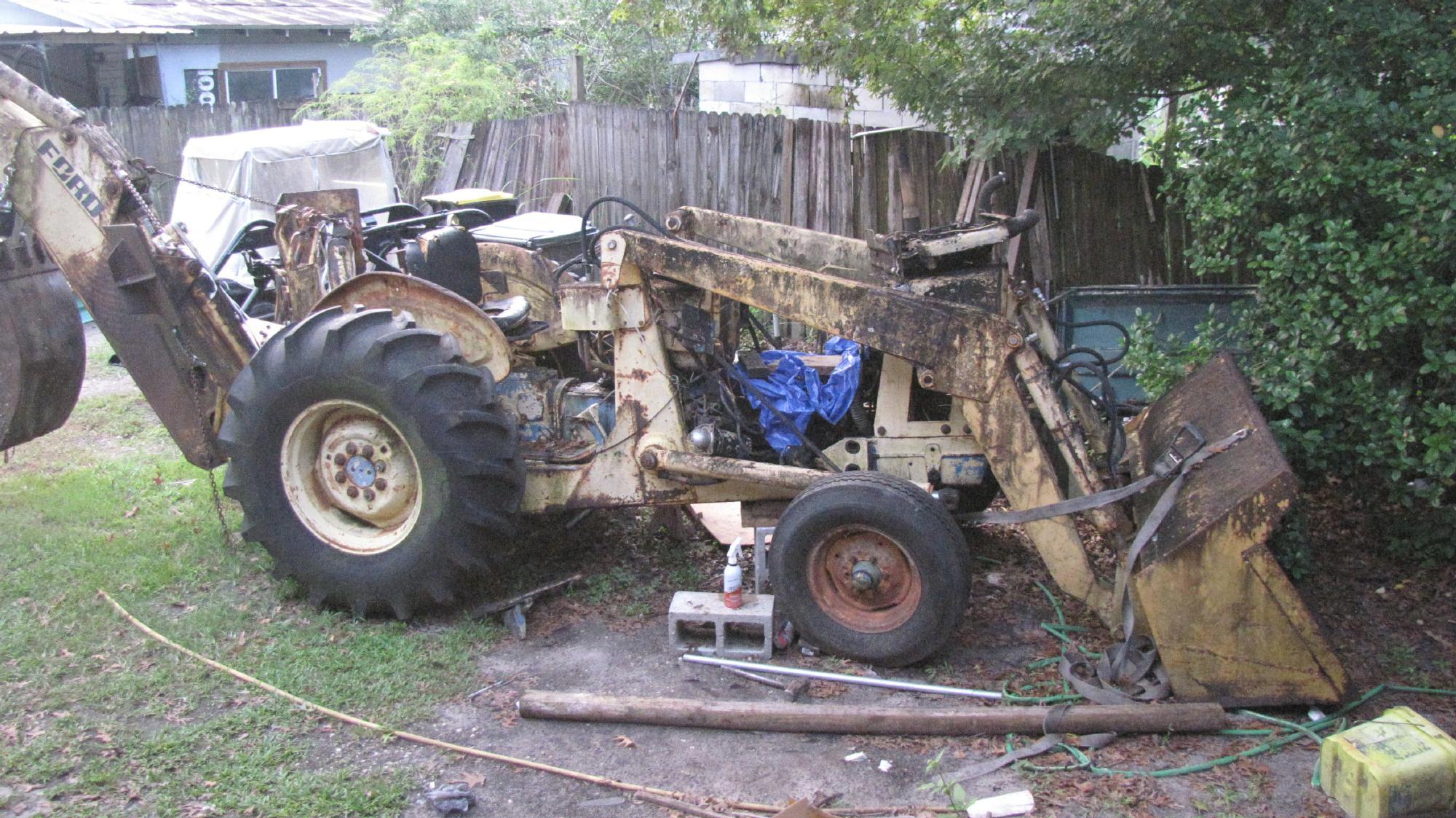 During restoration photo of Ford 4500 diesel backhoe