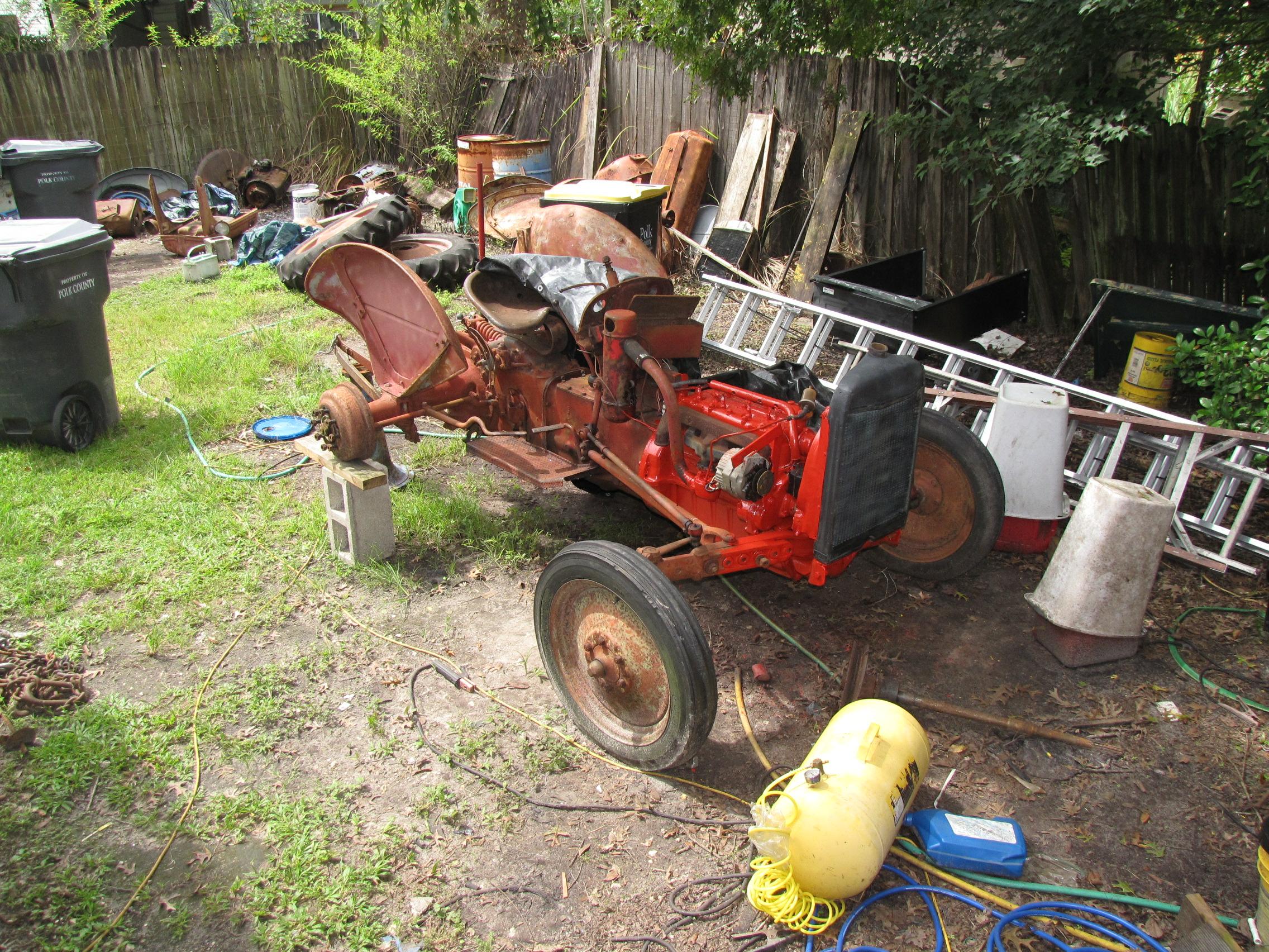 During restoration photo of Ford 8N gas tractor