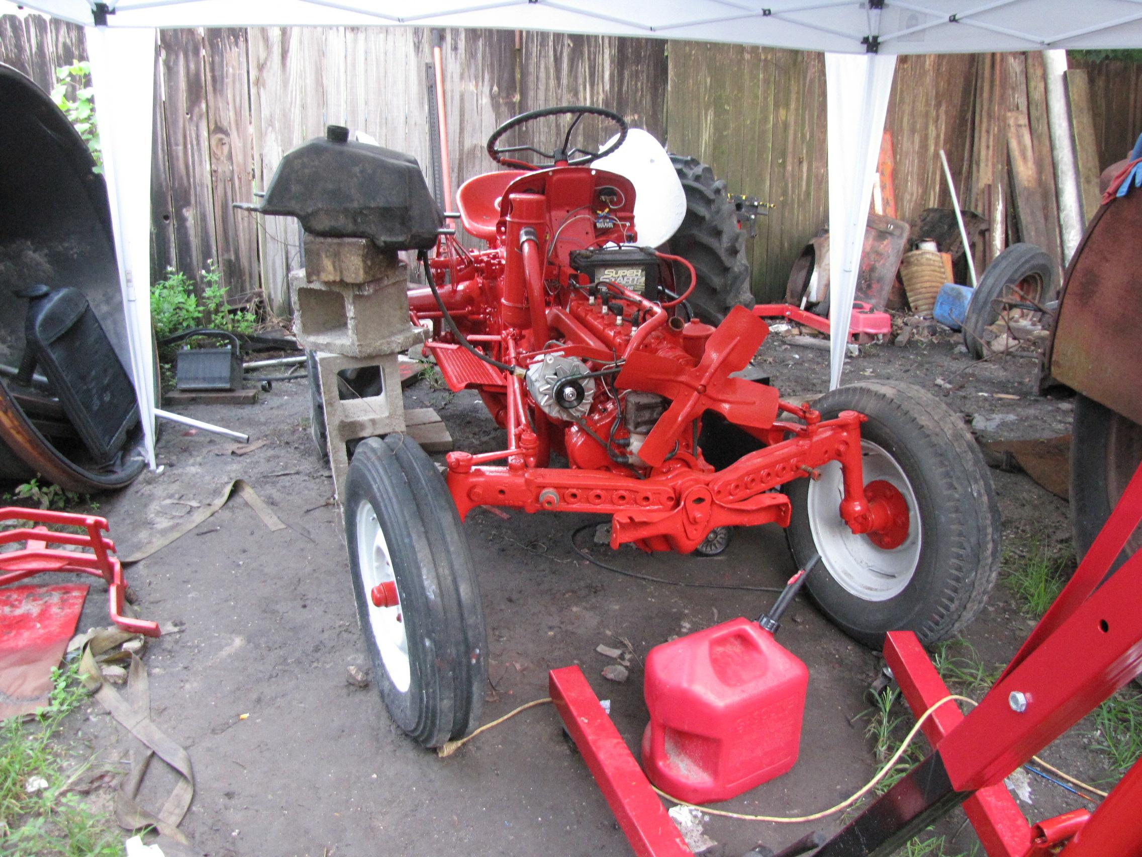 Later stage restoration photo of Ford 8N gas tractor