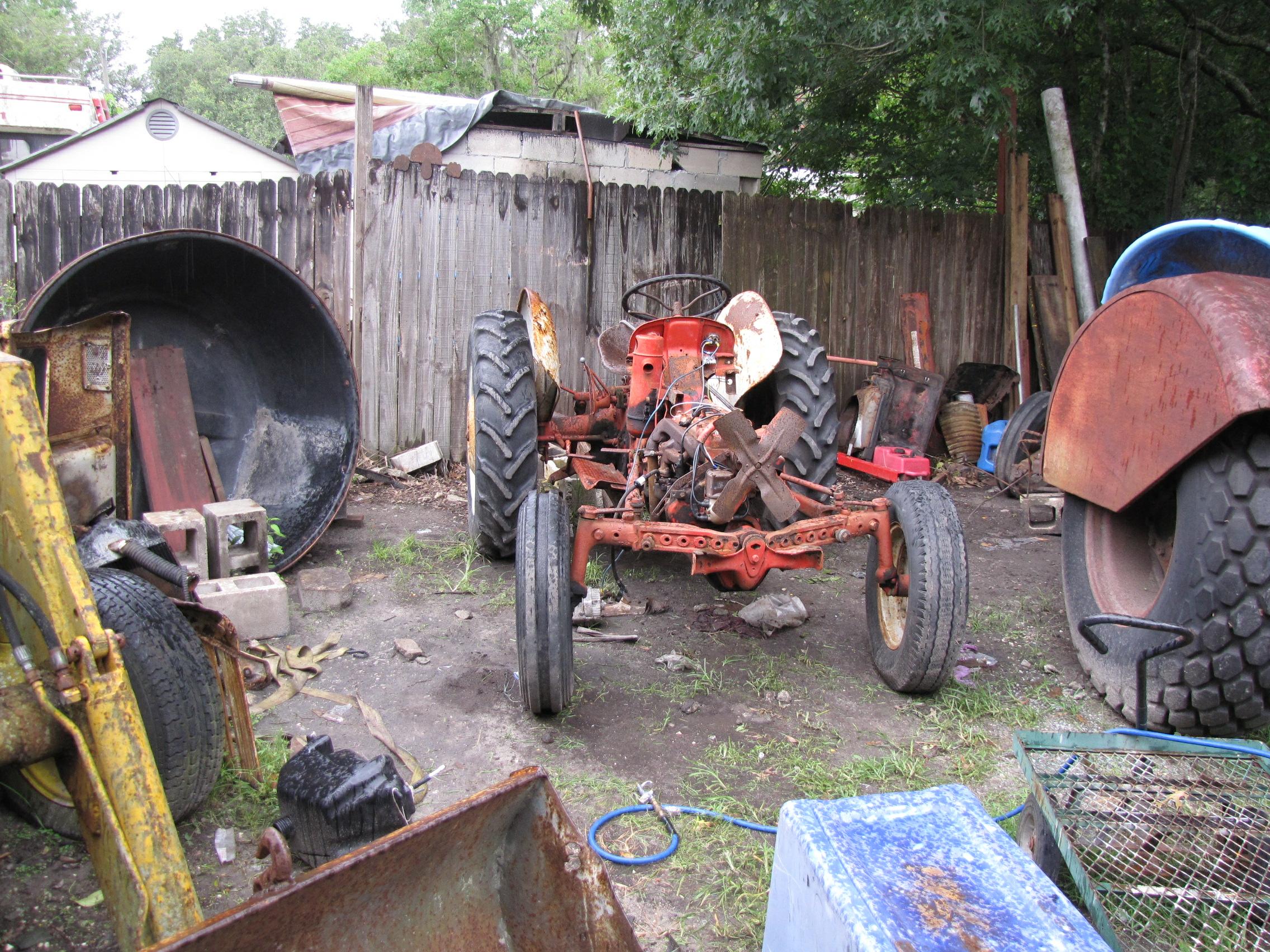 During restoration photo of Ford 8N gas tractor early stage