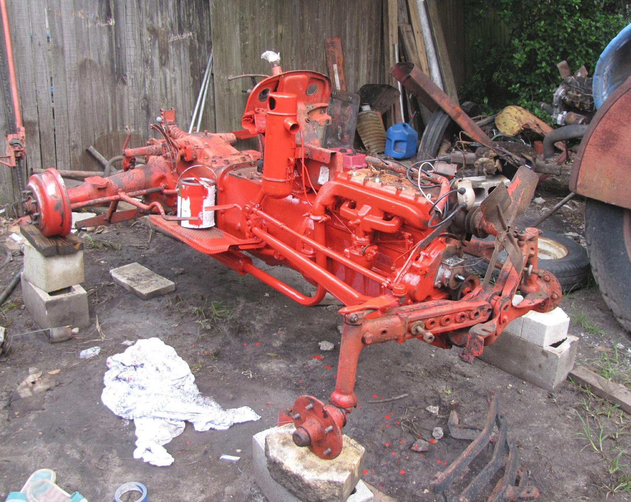 During restoration photo of Ford 8N gas tractor